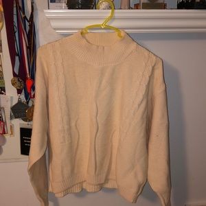 Vintage Cream-Colored Mock Neck Sweater